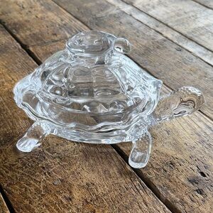 Vintage Clear Glass Turtle Shaped Trinket Dish